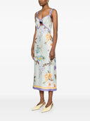 Self Portrait Blue Floral Silk Twill Midi Dress