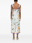 Self Portrait Blue Floral Silk Twill Midi Dress