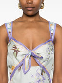 Self Portrait Blue Floral Silk Twill Midi Dress