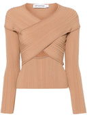 Autoportret beżowy żebrowany dzianinowy top