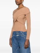 Autoportret beżowy żebrowany dzianinowy top