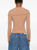 Autoportret beżowy żebrowany dzianinowy top