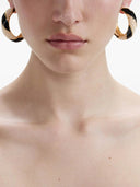 Self Portrait Black and Gold Pearl Hoop Earrings