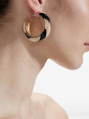 Self Portrait Black and Gold Pearl Hoop Earrings
