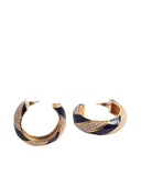 Self Portrait Black and Gold Pearl Hoop Earrings