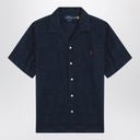 Polo Ralph Lauren Navy Blue Shirt In Linen Custom Fit