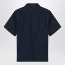 Polo Ralph Lauren Navy Blue Shirt In Linen Custom Fit