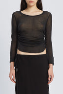 Ann Demeulemeester Trina Three Quarter Sleeve Slim T Shirt With Drawstring