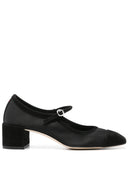 Aeyde Aline Cap Satin / Kid Suede en cuir noir