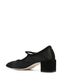 Aeyde Aline Cap Satin / Kid Suede en cuir noir