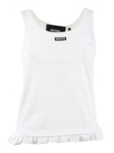 Roter Ruffle Hem Tank Top Lys Hvit (Regular Fit)