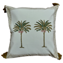 Les Ottomans Green Palm Printed Cotton Cushion+ Filling