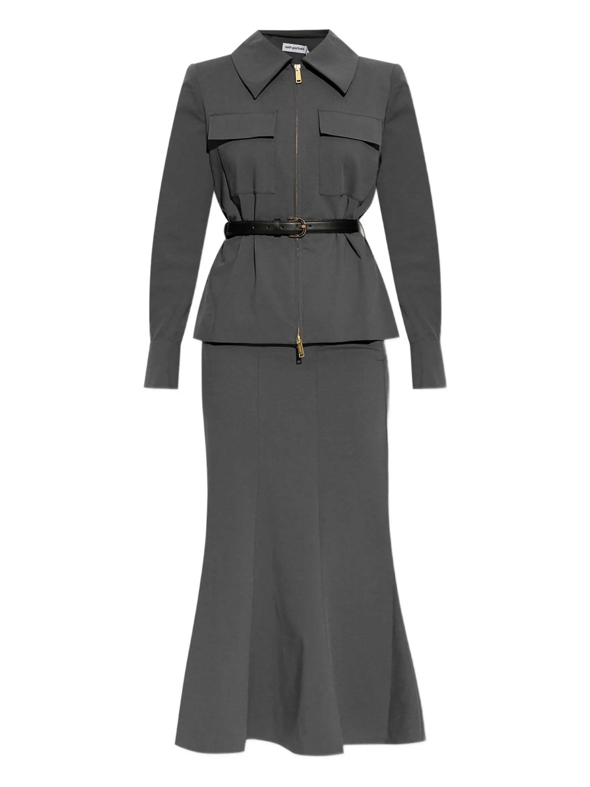 大人気】SELF PORTRAIT グレーツイル ミディドレス