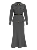 Abito midi twill auto -ritratto grigio