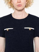 Self Portrait Navy Boucle Mini Dress