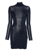 Self Portrait Navy Viscose Knit Mini Dress