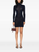 Self Portrait Navy Viscose Knit Mini Dress