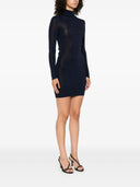 Self Portrait Navy Viscose Knit Mini Dress