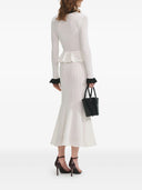 Self Portrait White Pointelle Knit Contrast Midi Dress