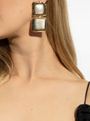 Self Portrait Mottled Gold Pearl Tiered Earrings