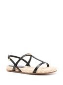 Flache Prada-Sandalen mit Emaille-Dreieckslogo