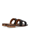 Paolo Ferrara Croco Print Dark Brown Sandal