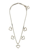 Alessandra Rich Crystal Necklace With Heart Pendants