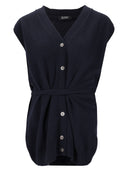 La Rose La Rose V Gilet Cardigan Belt Cash Blue Navy