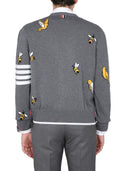 Cardigan Thom Browne avec des oiseaux et des abeilles incrustantes
