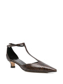 Aeyde Liz Snake Print Calf Leather Moka