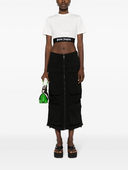 Palm Angels Cropped T Shirt With Logo Band