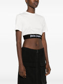 Palm Angels Cropped T Shirt With Logo Band