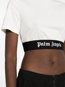 Palm Angels Cropped T Shirt With Logo Band