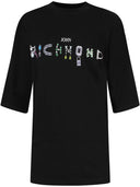 John Richmond Black T -Shirt mit zentralem Logo