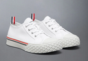 Thom Browne Collegiate Low Top Trainer W/ Tartan Tread Sole In Organic Canvas
