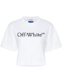 Off White Big Logo Bookish Crop Tee Blanc Noir