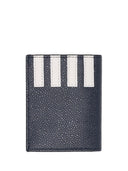 Thom Browne Doppelkartenetui mit seitlichen 4 Streifen aus genarbtem Leder