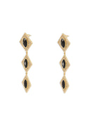 Self Portrait Gold Crystal Black Tiered Earrings