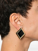 Self Portrait Black Enamel Gold Square Earrings