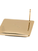 Self Portrait Black Enamel Gold Square Earrings