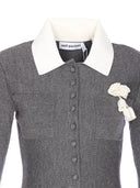 Self Portrait Grey Crochet Flower Collared Knit Mini Dress