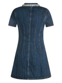 Mini abito con colletto cristallino in denim autoritratto