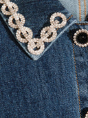 Mini abito con colletto cristallino in denim autoritratto
