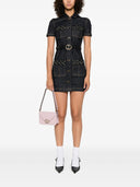 Self Portrait Indigo Denim Crystal Trim Mini Dress