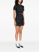 Self Portrait Indigo Denim Crystal Trim Mini Dress