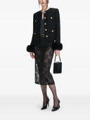 Self Portrait Black Boucle Fur Cuff Jacket