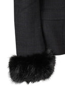 Self Portrait Black Tailored Boucle Fur Jacket