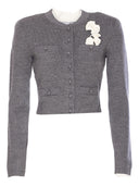 Self Portrait Grey Crochet Flower Cardigan