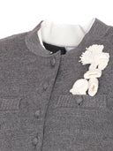 Self Portrait Grey Crochet Flower Cardigan
