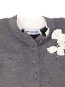 Self Portrait Grey Crochet Flower Cardigan